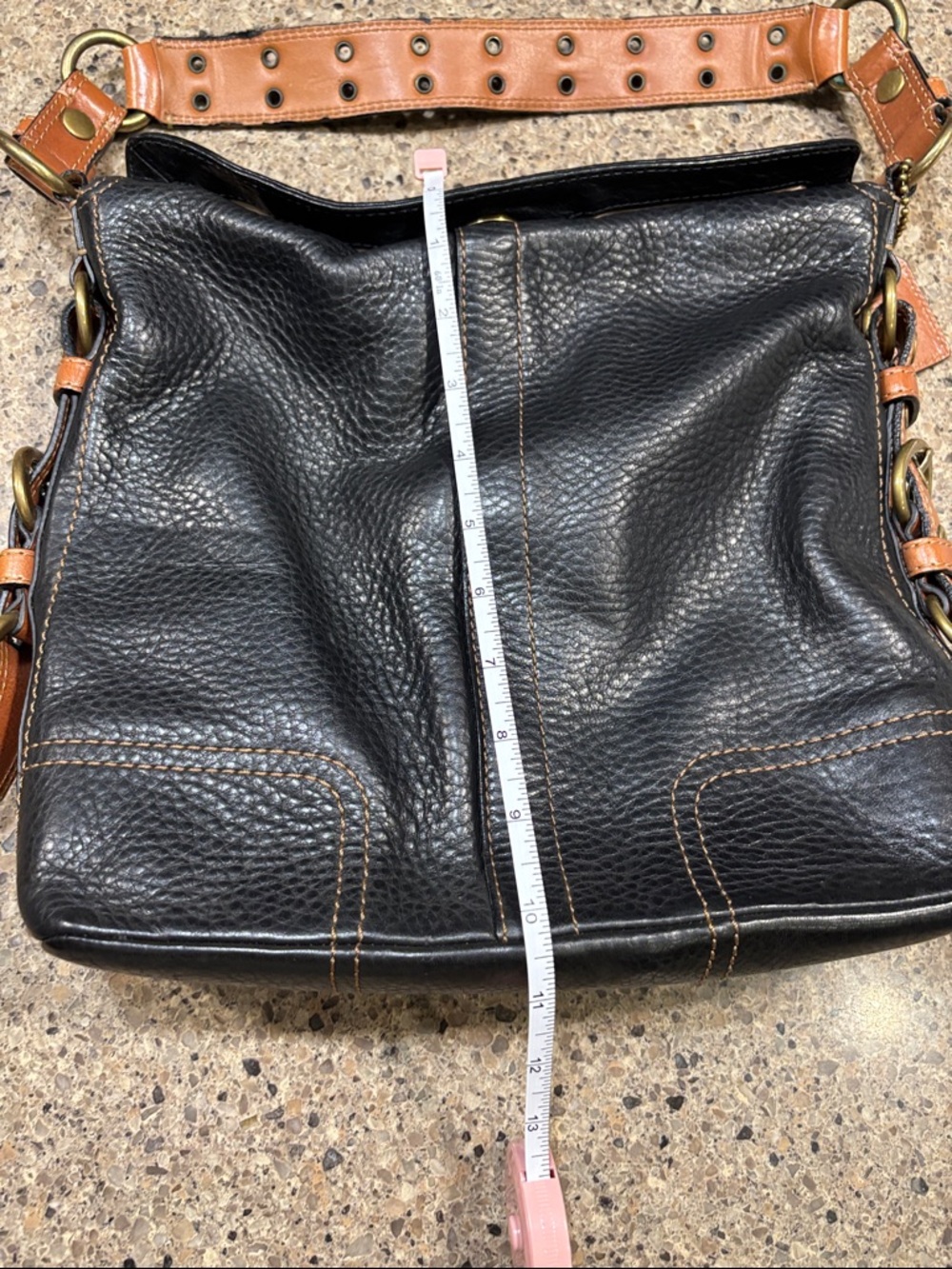 Coach Chelsea Classic Black Leather Hobo Bag with Tan Accents#10959 RARE - Picture 9 of 9